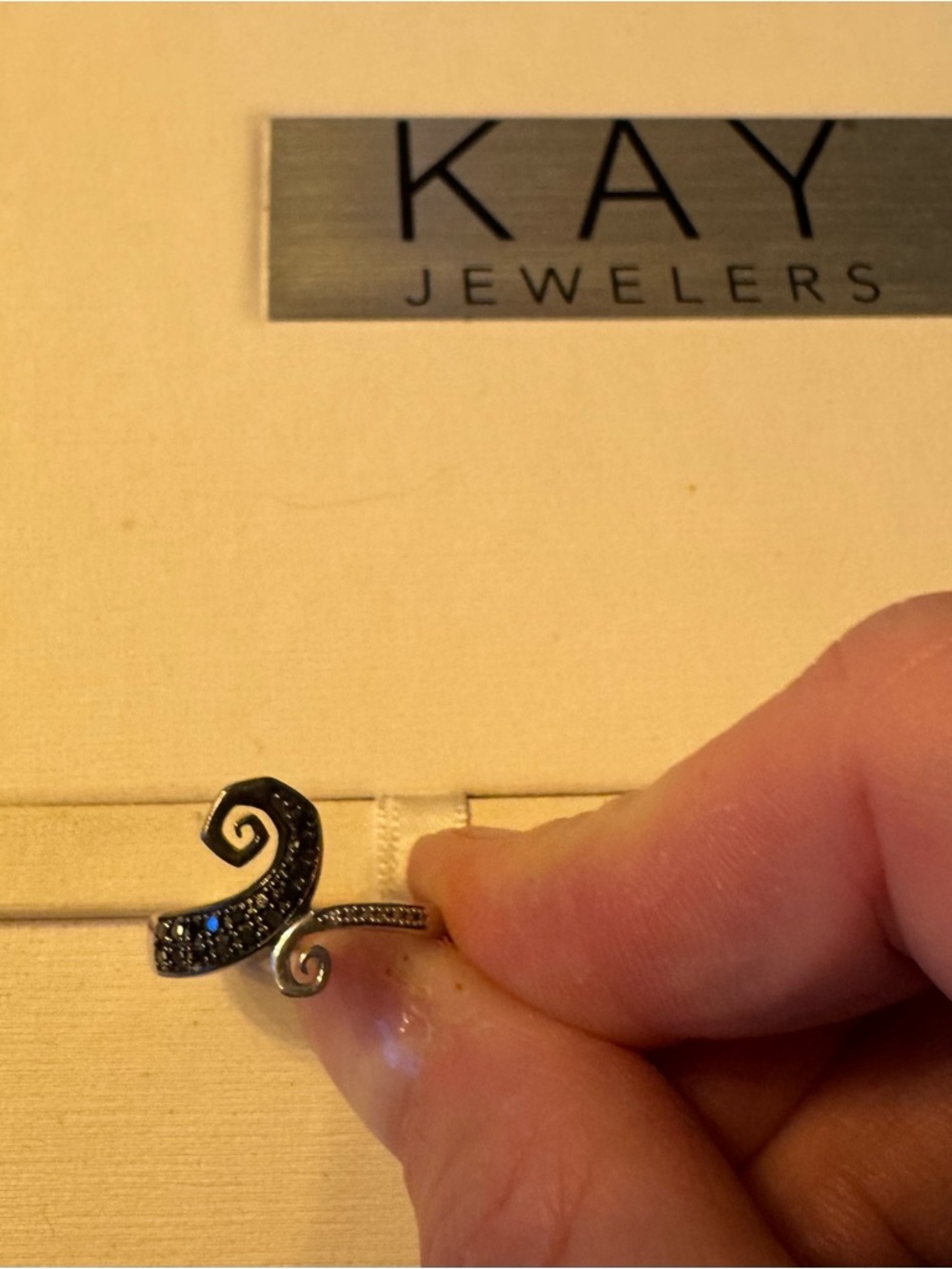 Kay Jewelers Black Swirl Marcasite Open Ring